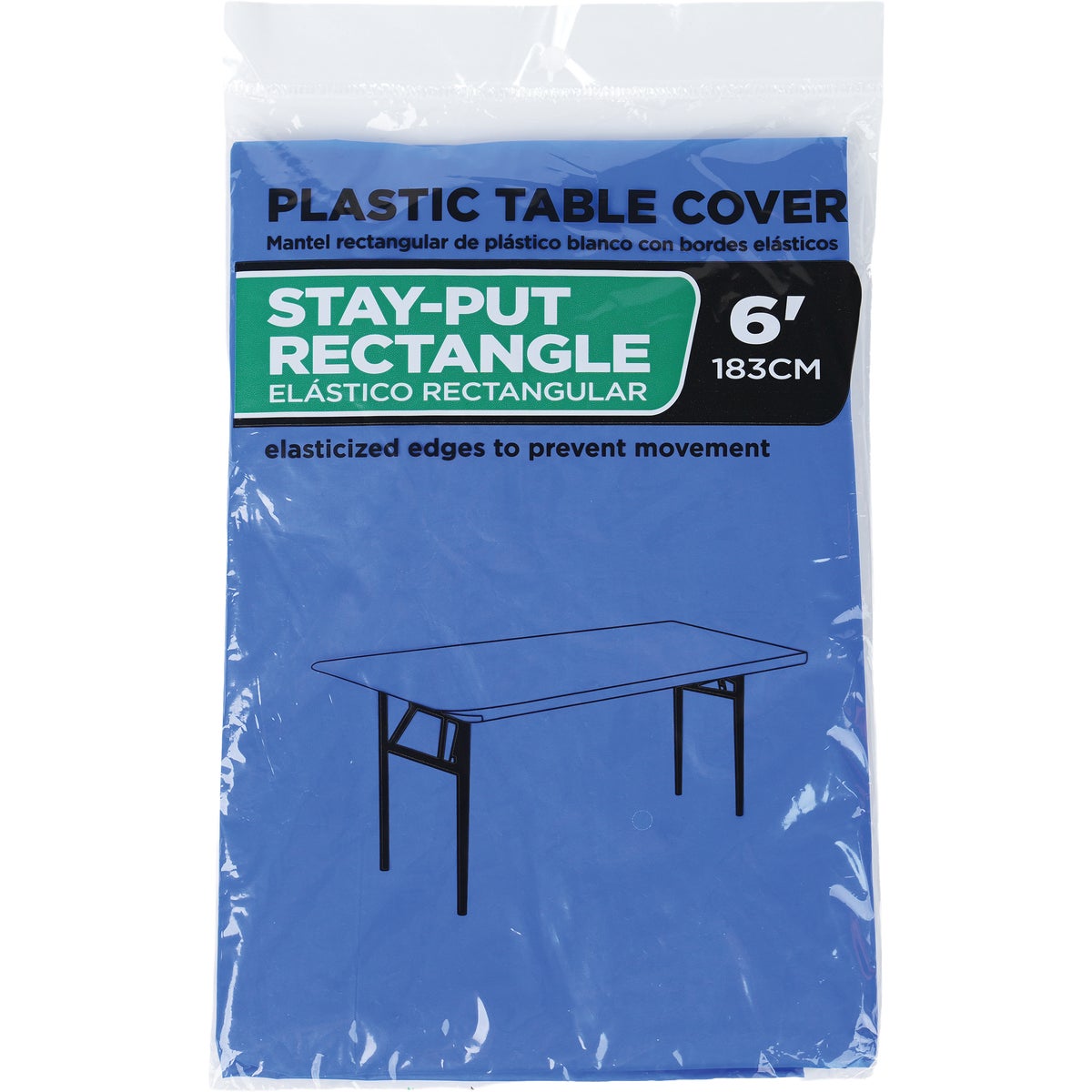 30 In. x 72 In. Royal Blue Stay-Put Fitted Rectangular Table Cover Image 1