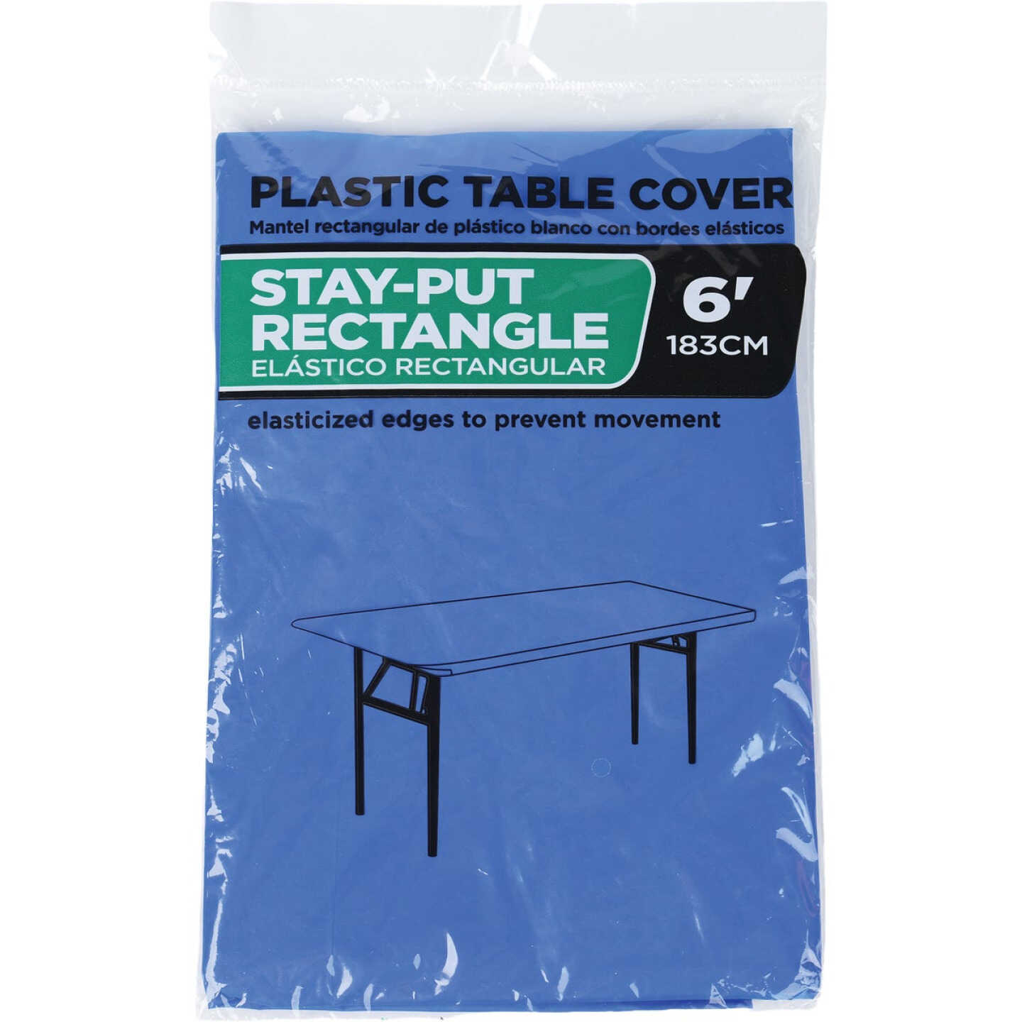 30 In. x 72 In. Royal Blue Stay-Put Fitted Rectangular Table Cover Image 1