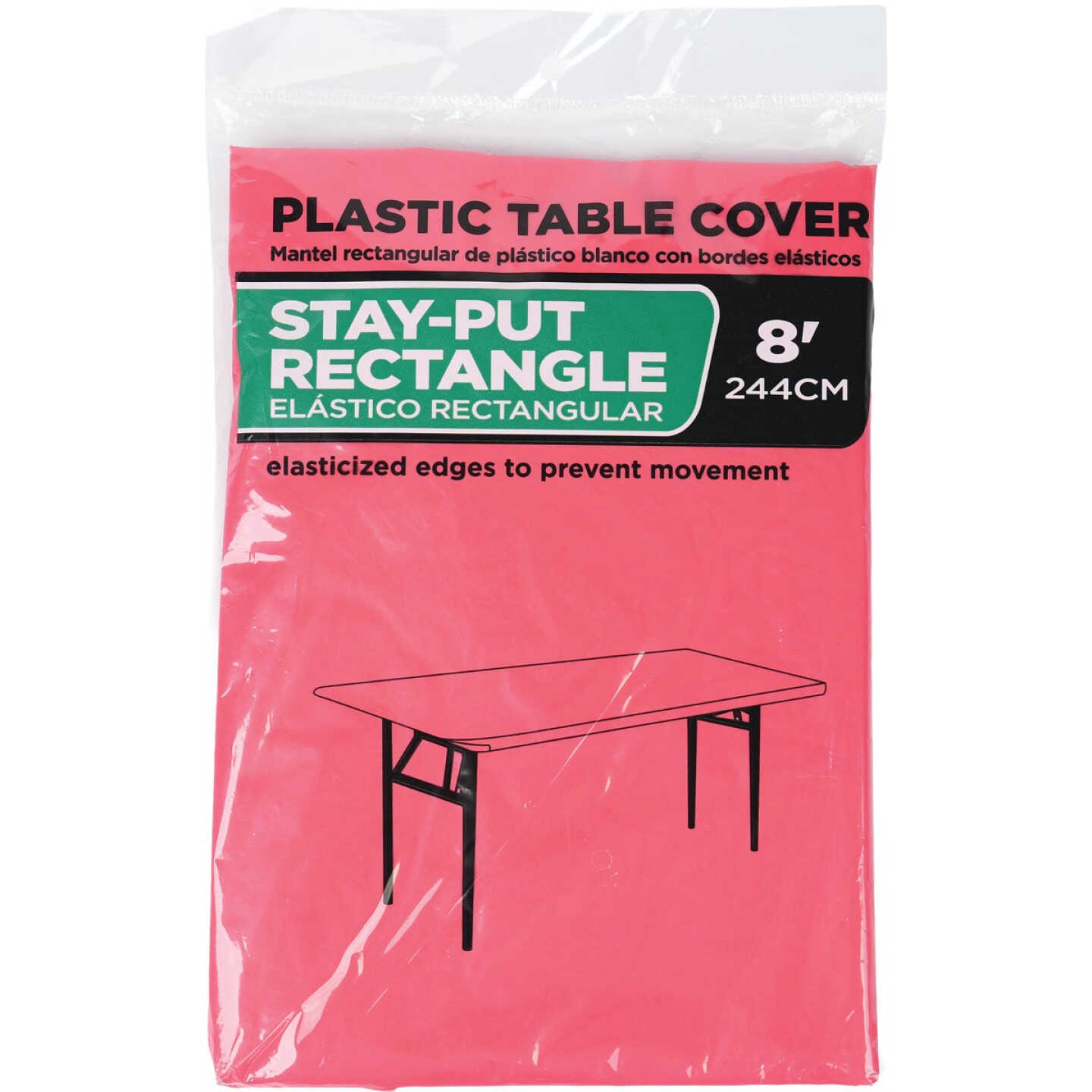 30 In. x 96 In. Red Stay-Put Fitted Table Cover Image 1